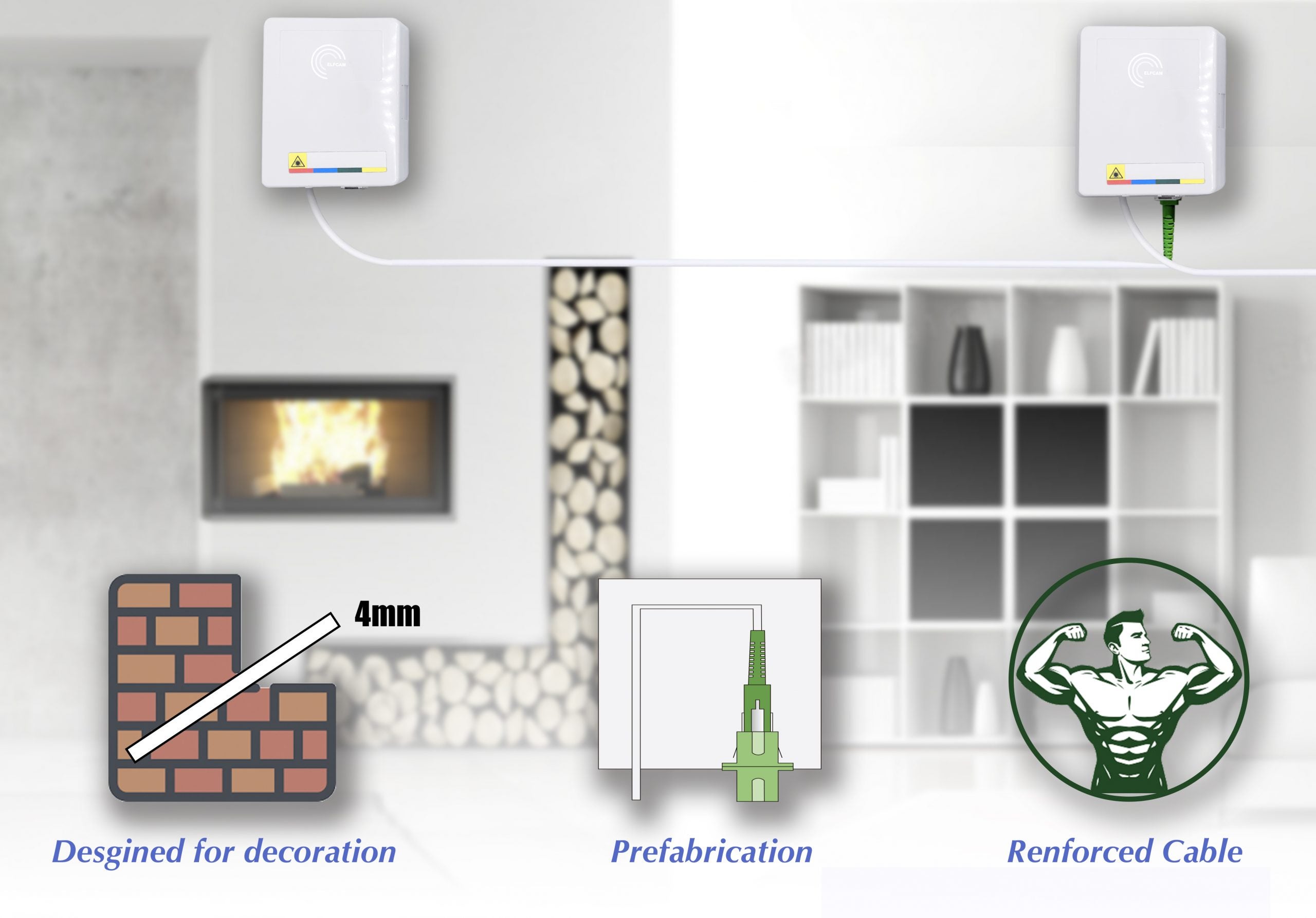 Elfcam® - 25 Metres Cable Fibre Optique Renforce SC/APC a SC/APC Simplex Monomode (Diametre: 4,0mm), Equipe d'une PTO, Rallonge Ut... Debit - 8