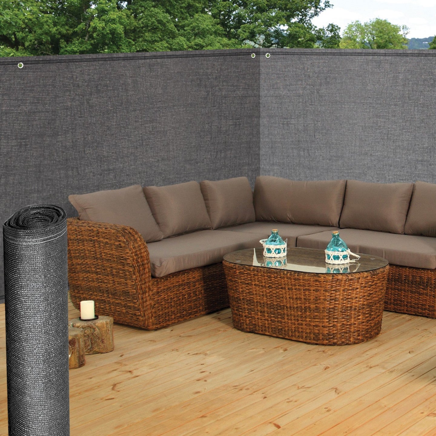 Brise vue renforcé 1,8 x 10 M gris 220 gr/m² luxe PRO - 3