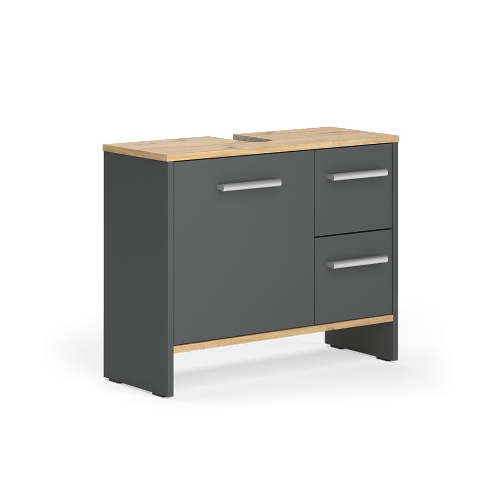 Vicco Szafka na wannę Karli, Antracyt, 70.2 x 57 cm z 2 szufladami i 1 drzwiami