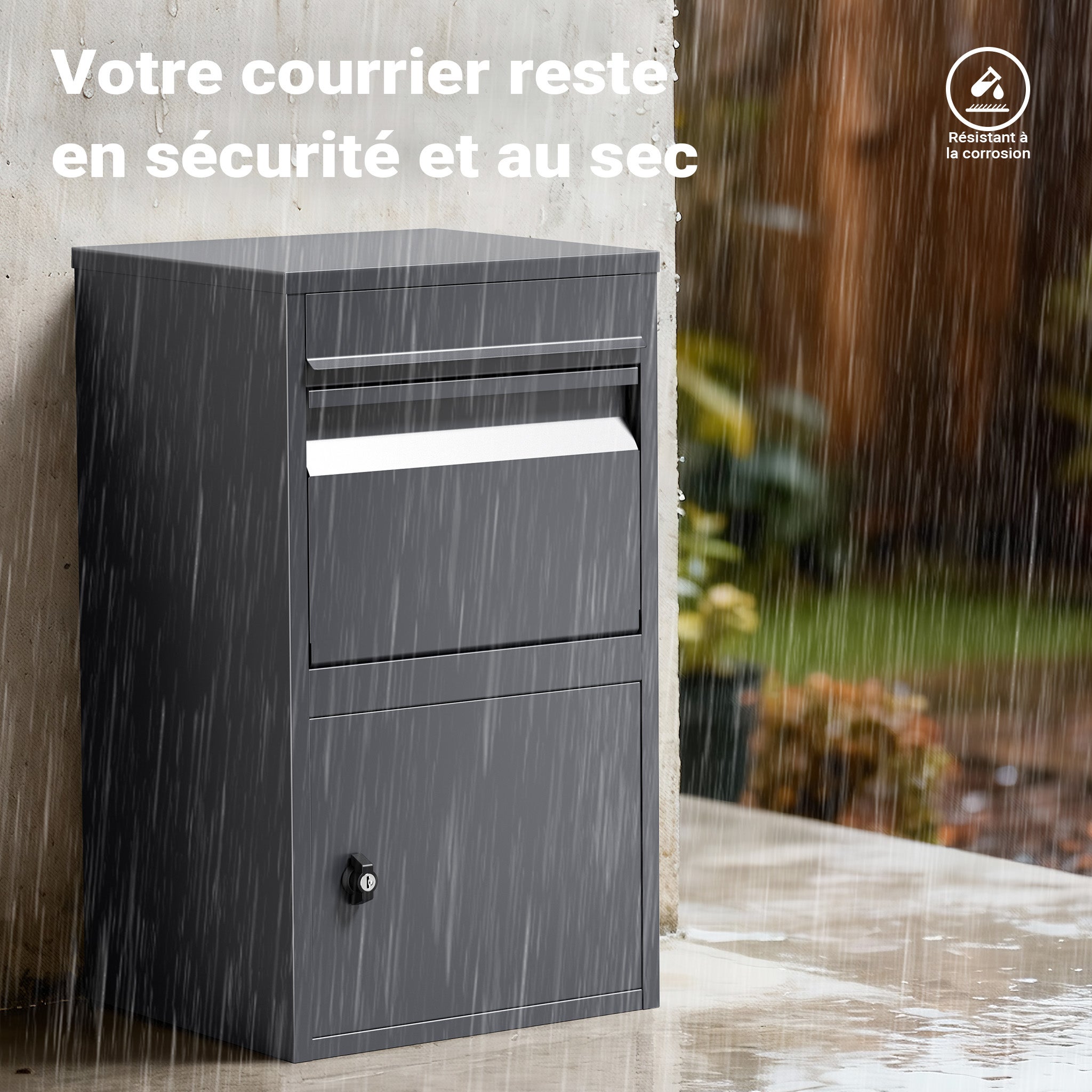 Boîte à colis anthracite 410 x 385 x 720 mm, boîte à colis pour la maison, réception privée de colis et petits colis, boîte aux lettres sur… Wiltec... - 6