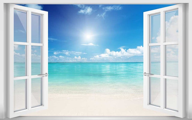 Cuadro ventana Foto Laguna y Playa de Reve - Made in France - 80x50cm