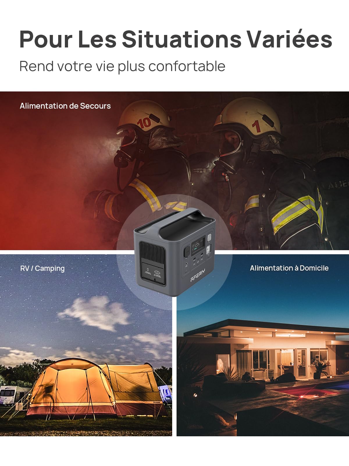 Gerador Eletrico Portatil 800W AFERIY 512Wh LiFePO4 Carregamento Rapido 1H Estacao Energia Camping Viagens 8 Portas Saida Gerador Solar - 7