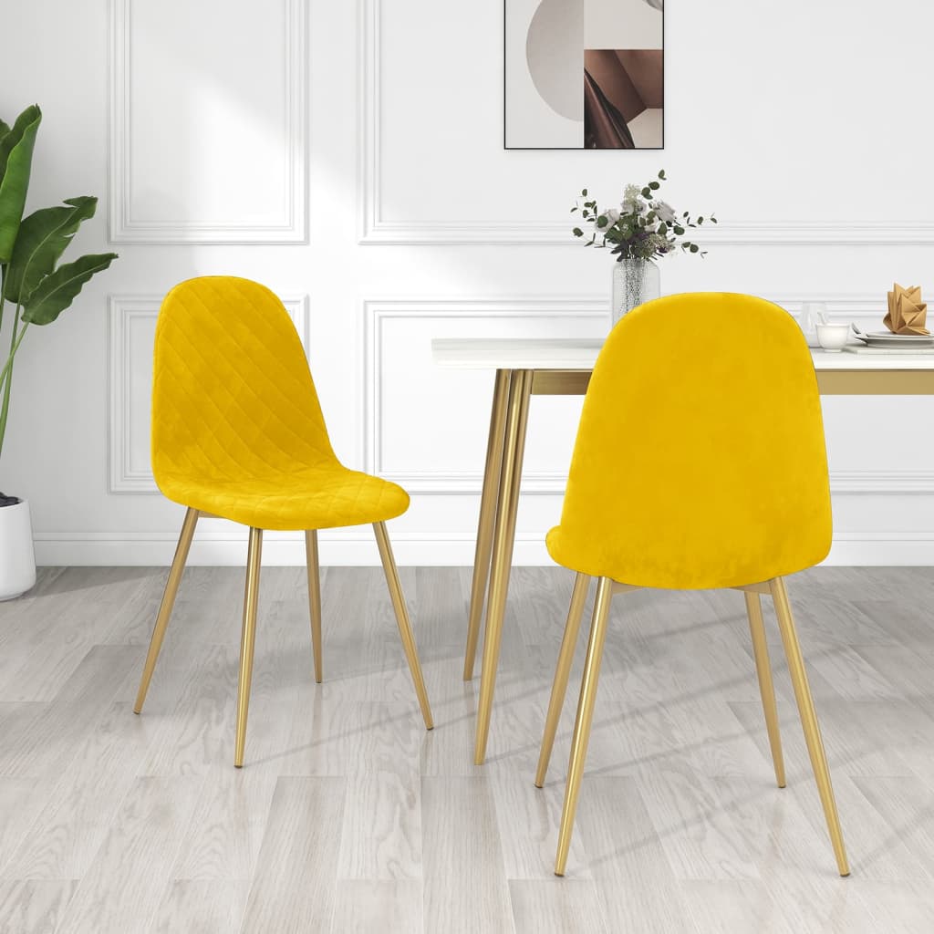 Maison Exclusive Chaises Manger Lot De Jaune Moutarde Velours