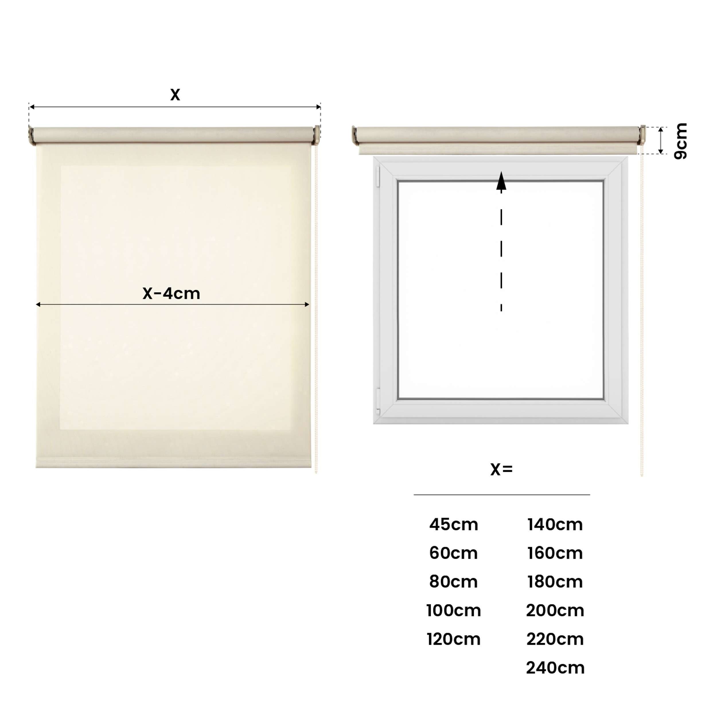Estor Estor de Rolo Screen Premium Tecido Técnico de Alta Qualidade - Acabamentos em Alumínio e Tubo Reforçado de 38 mm Estor Beige 160x180 cm - 6