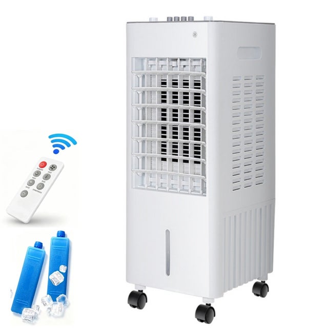 Climatiseur portable / rafraîchisseur d'air / refroidisseur par évaporation / petit ventilateur rafraîchissant ; prise UE ; 24 x 28,5 x 58 cm.