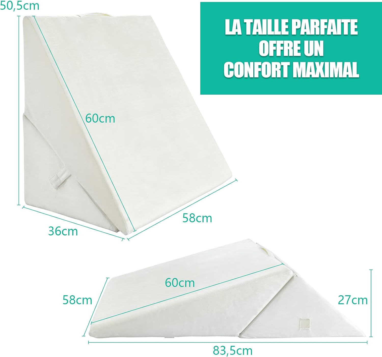 Cojín de soporte triangular multiusos, cojín de respaldo para cama, litera, sofá, almohada terapéutica para aliviar el estrés - 2