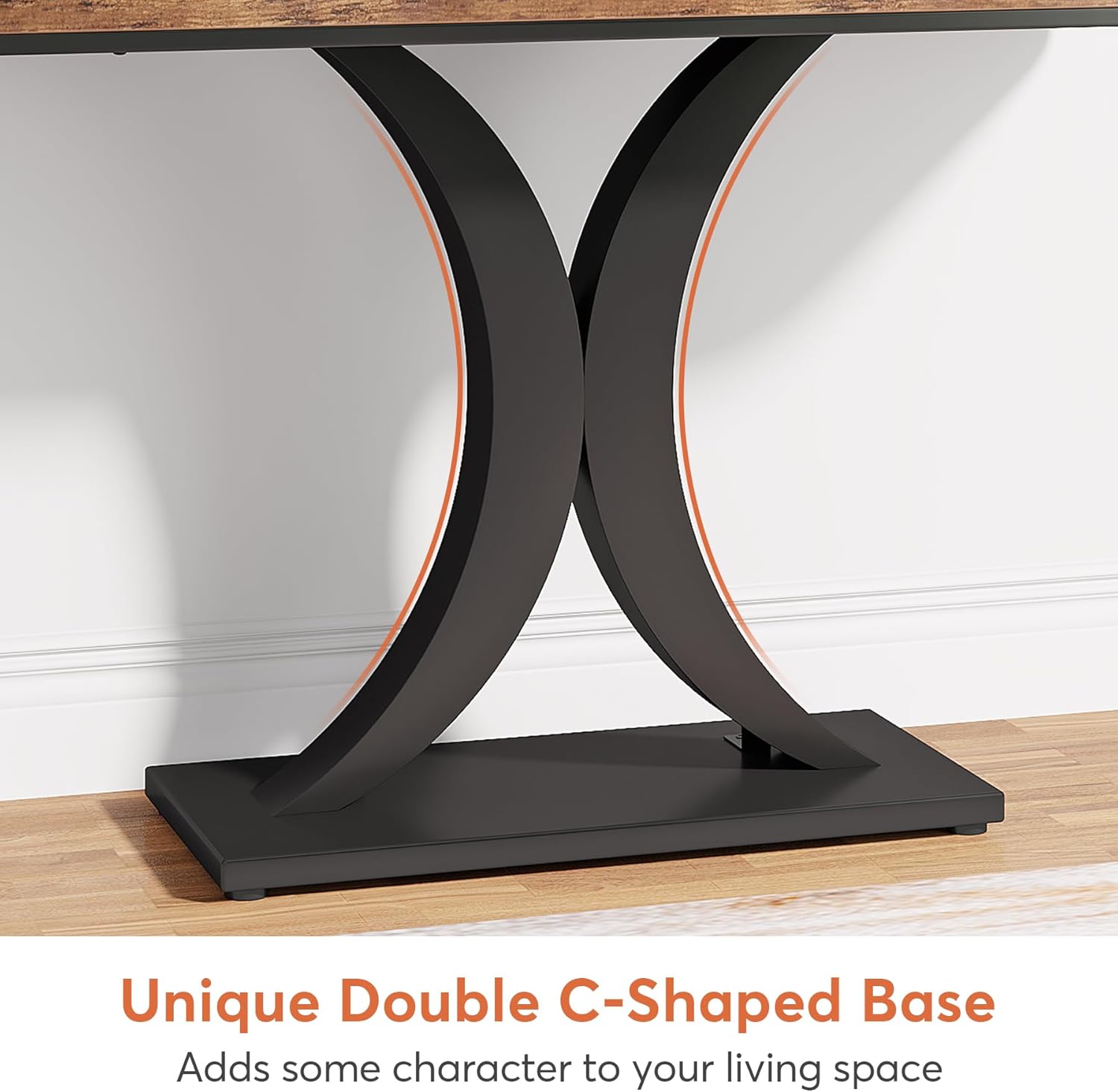 Tribesigns Table Console Industrielle,100*30*80cm,Table de Hall d'entrée, Table d'appoint de Couloir Rustique pour Salon, entrée - 8