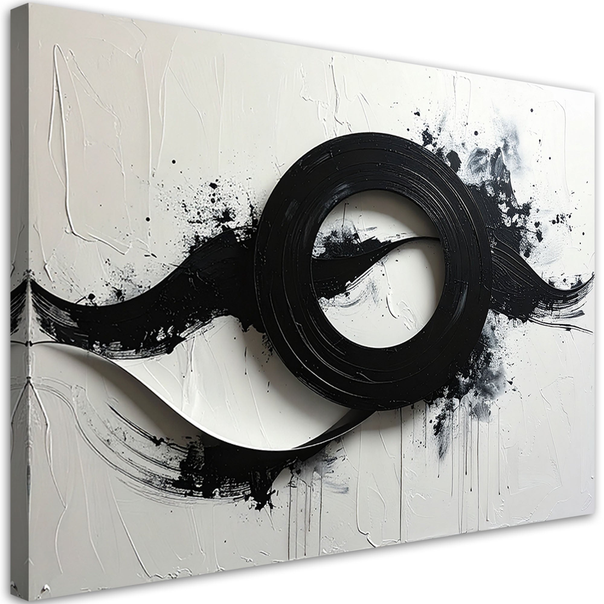 Obraz do salonu biura sypialni, Abstrakcja Czarno-Biała Forma Infinity 120x80