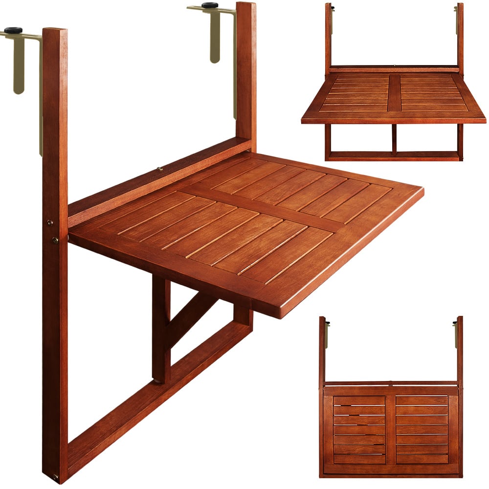 Table de balcon suspendue Bois d'acacia 65x45x87cm certifié FSC - 4