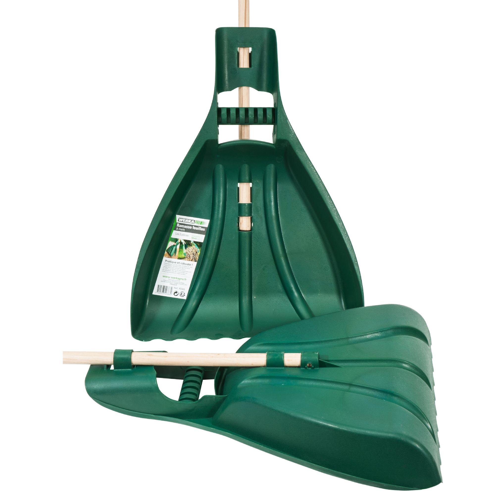 Ramasses feuilles main WERKA PRO vert PVC avec poignees lot de 2 - 3