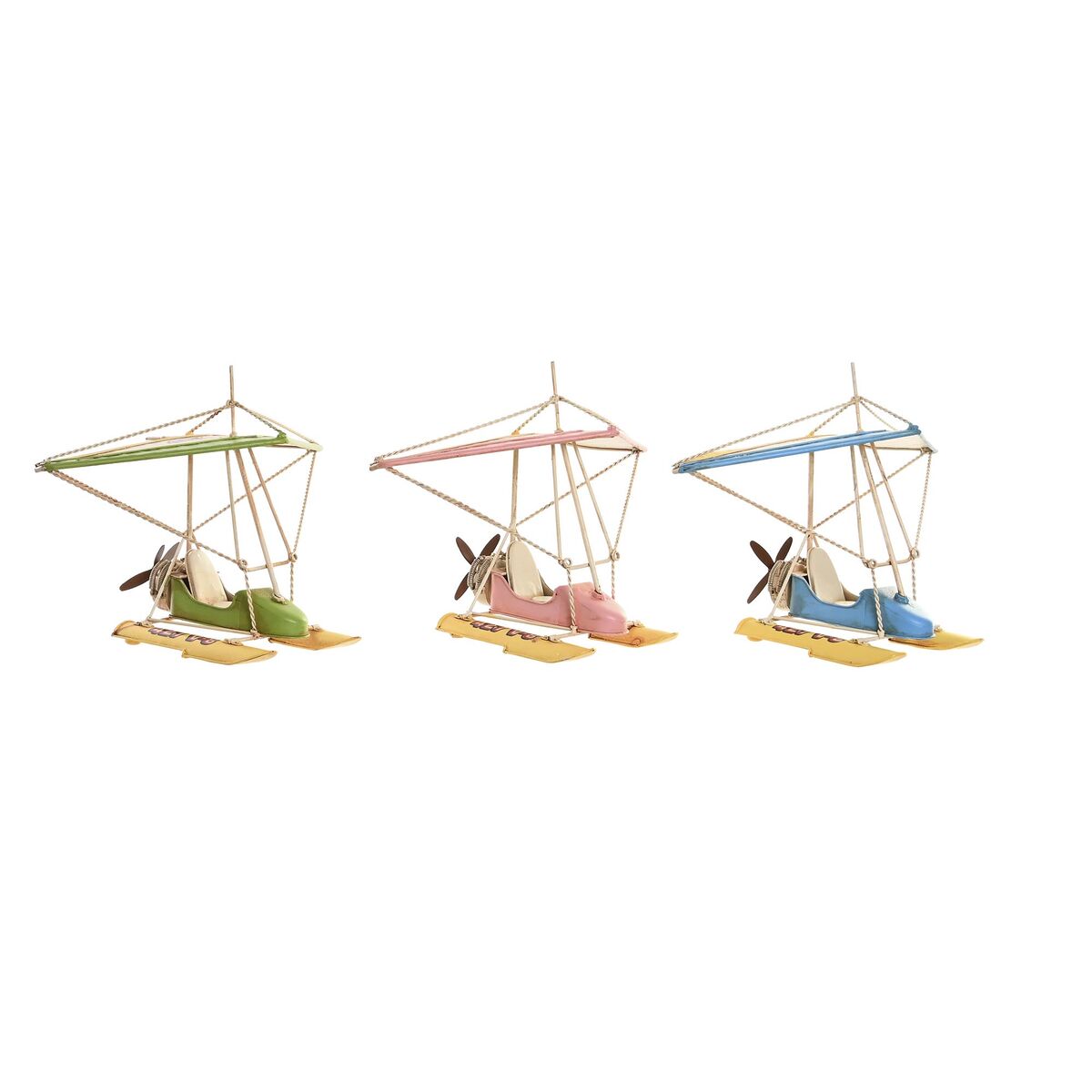 Figura decorativa dkd home decor 32,5 x 20,5 x 24 cm azul rosa verde vintage (3 piezas)