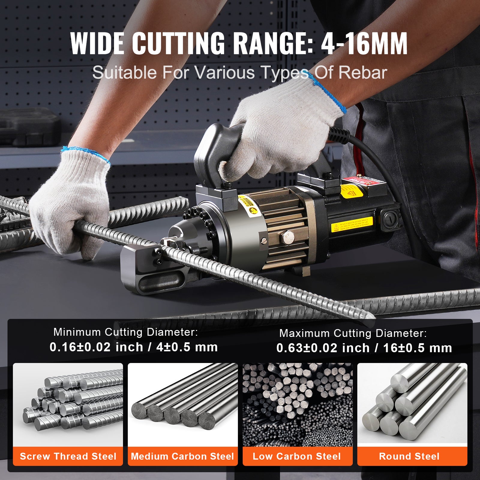 Taglierina Elettrica VEVOR Portatile 1000 W per Barre d’Armatura, Diametro 4-16 mm - 4