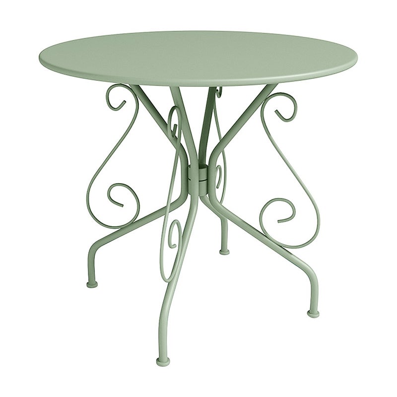 Stół ogrodowy GUERMANTES z metalu w stylu kutego żelaza – kolor zielony migdałowy