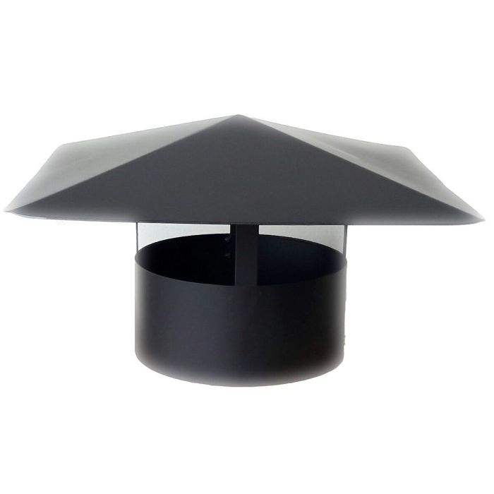Chińska nasadka kominowa - Wersja Premium - 140 mm - żeńska do czarnej rury - czarna