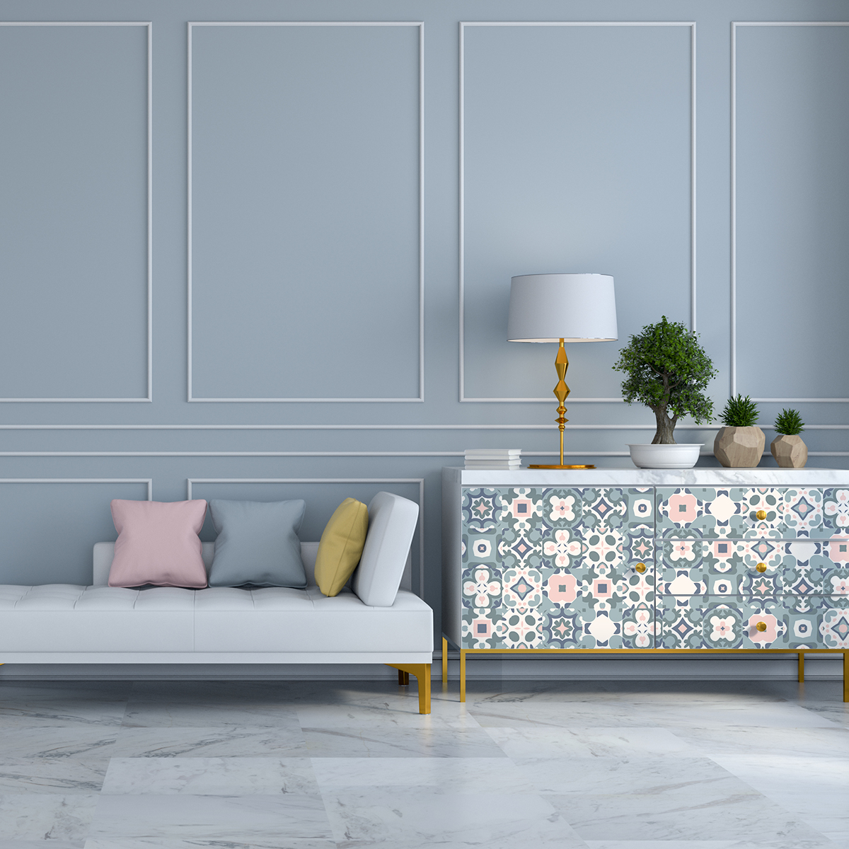 60 vinilos baldosa de cemento muebles carreira - adhesivo de pared - revestimiento sticker mural decorativo - 60stickers10x10cm