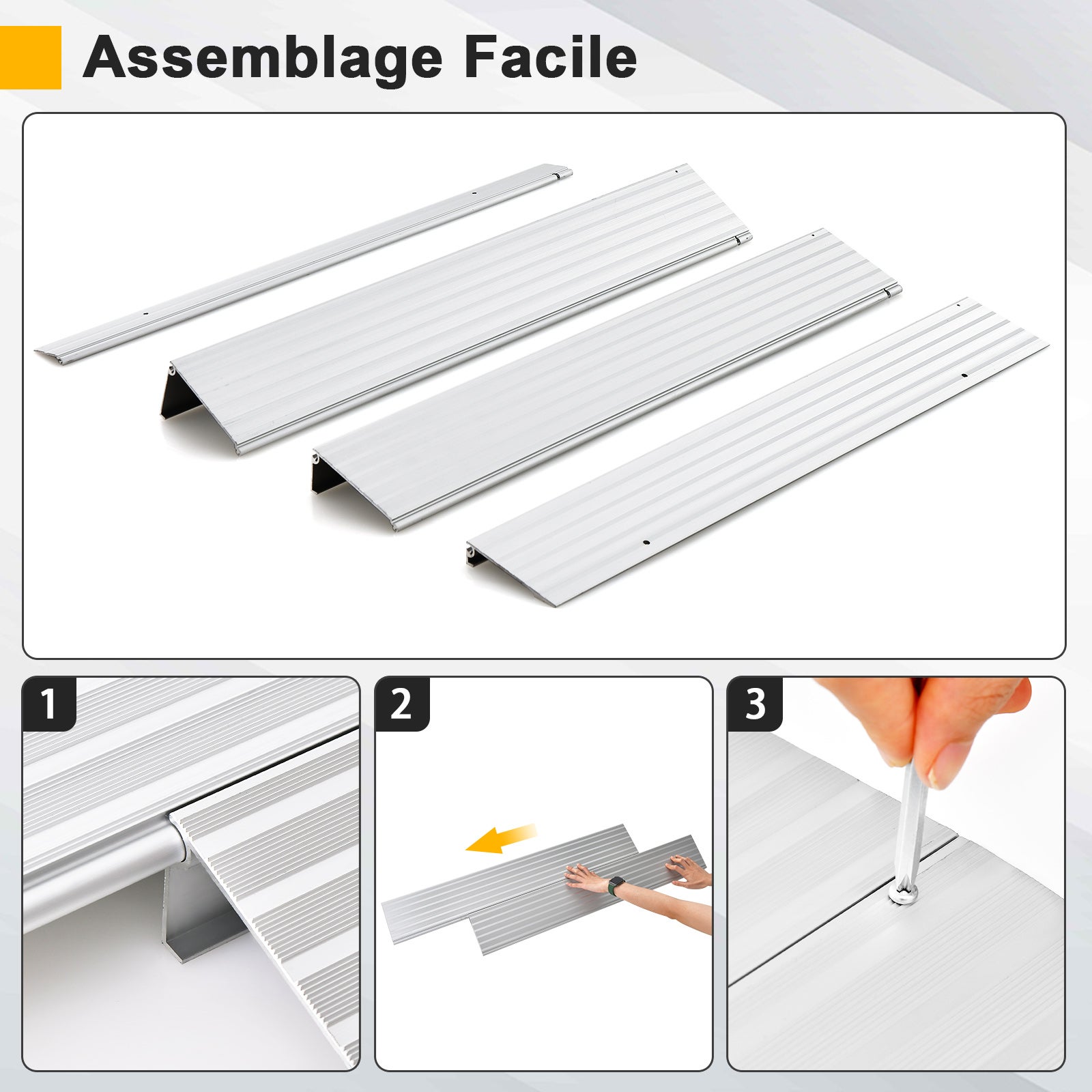 Rampe de Seuil de Porte de 8,5cm avec Hauteur Réglable,Charge 317KG, pour Fauteuils Roulants - 5
