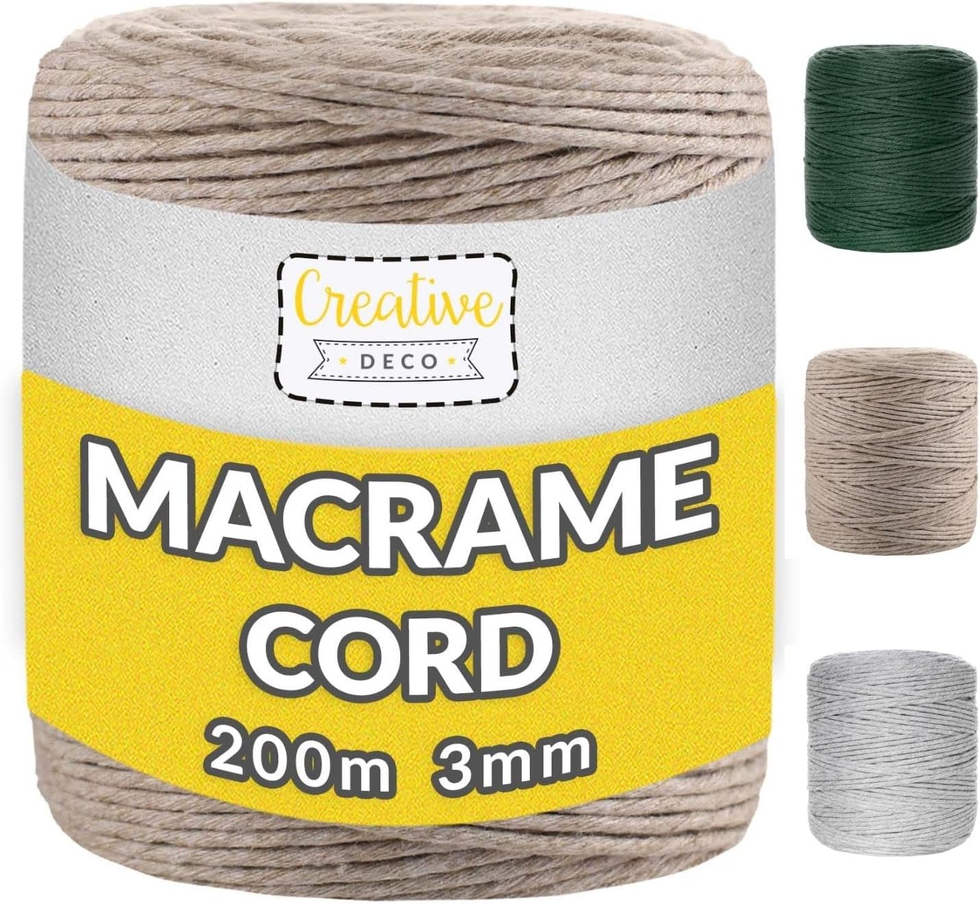 Cuerda / Cordón De Algodón Para Tejer Macramé 4mm / 1kg Color Beige