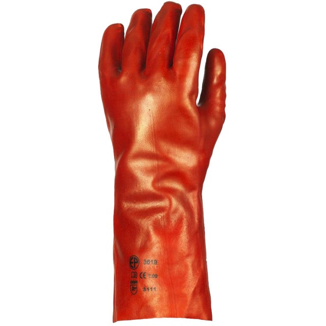 Gant tricoté EUROTECHNIQUE enduit PVC 36cm rouge T10 COVERGUARD 3620