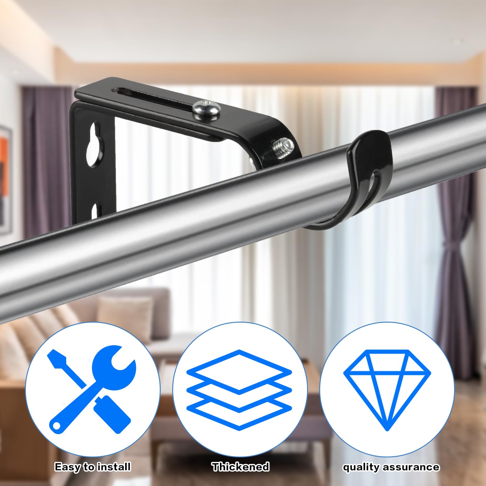 Lot de 4 supports de tringle à rideaux doubles, supports de tringle à