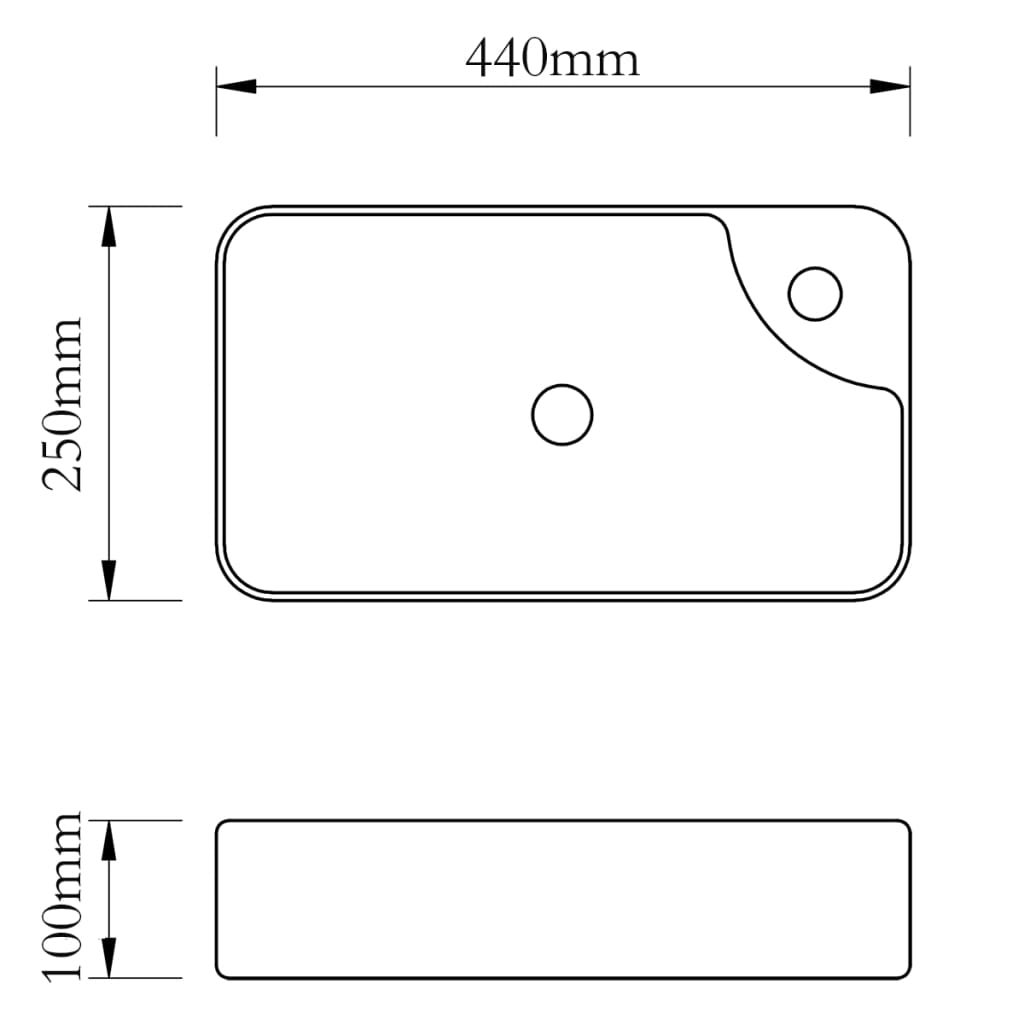 Lavabo à trou pour robinet céramique Blanc pour salle de bain vidaXL - 3