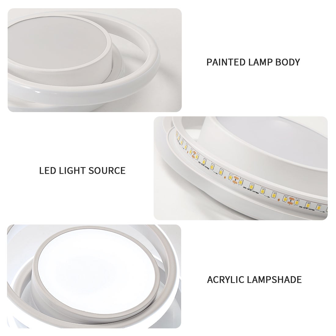 GOECO Plafonnier LED moderne 32W 2500lm 6500K Lumière blanche Luminaire de plafond Rond pour Couloir Chambre Cuisine Salon - Blanc - Taille: 27*22*6cm - 6