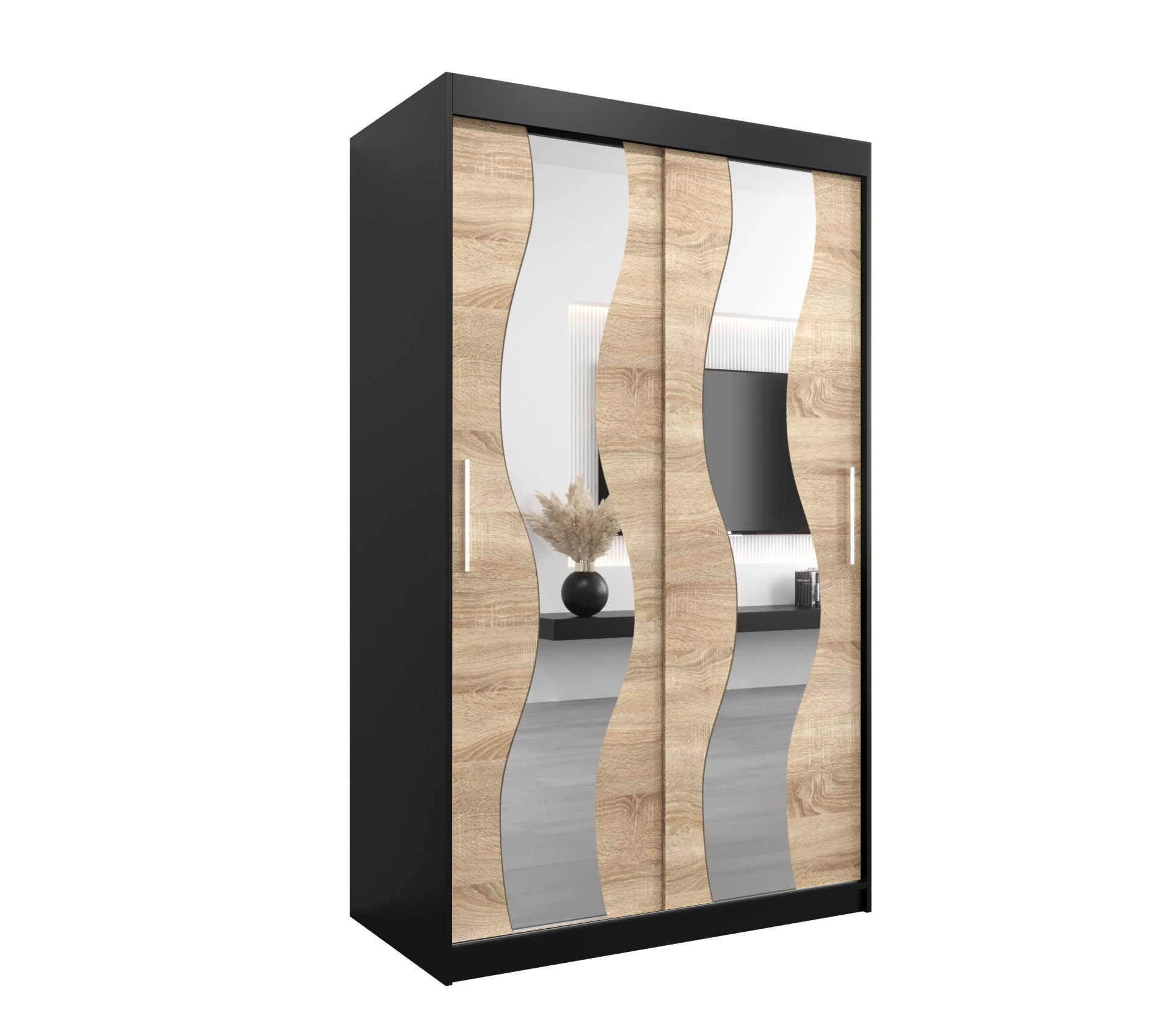 Szafa przesuwna garderoba SEWILLA 120 x 62 x 200 cm Czarny + Sonoma - Abiks Meble