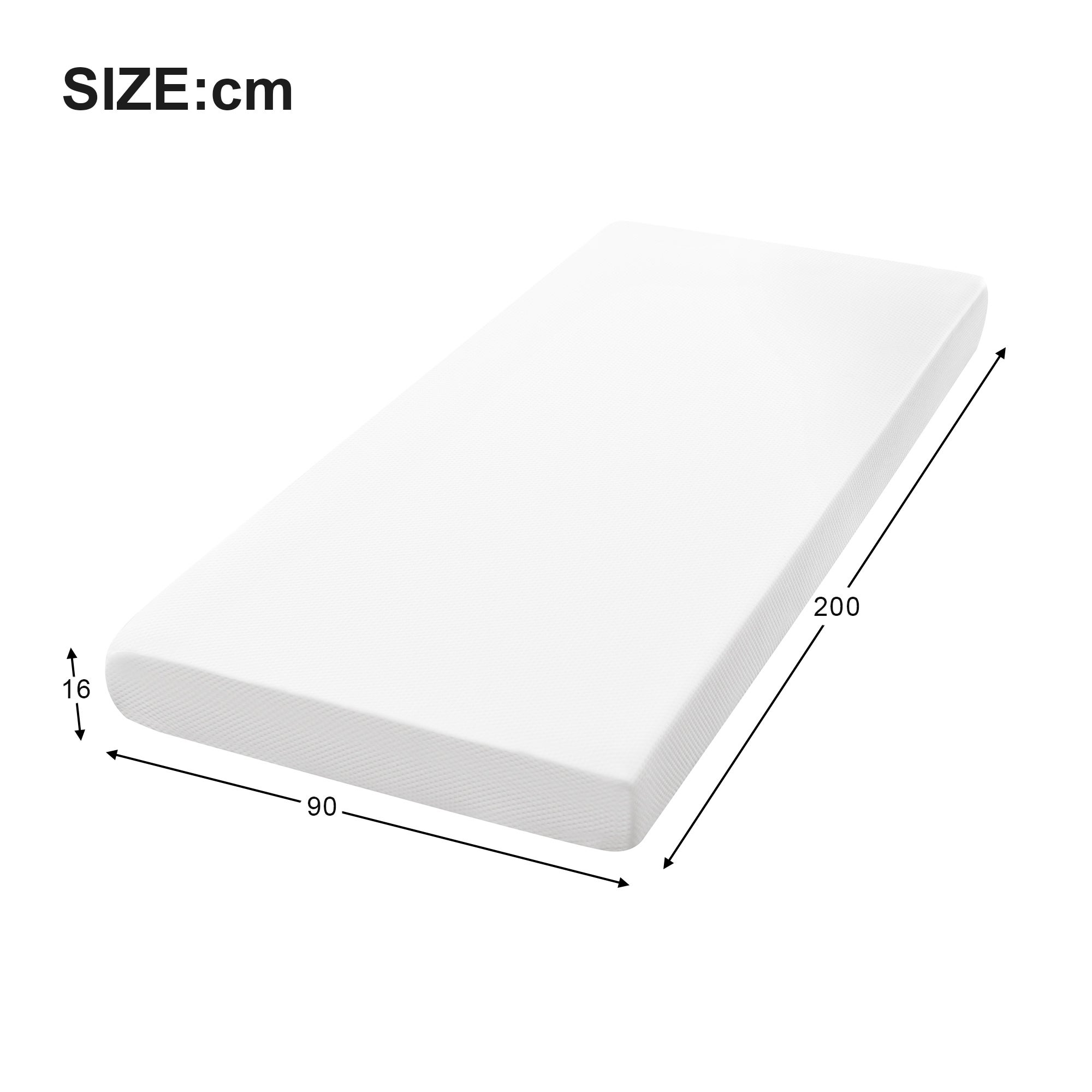 Materac 90 x 200 cm, pianka o grubości 16 cm - gąbka H3 - certyfikat Oeko-Tex - Biały - 5