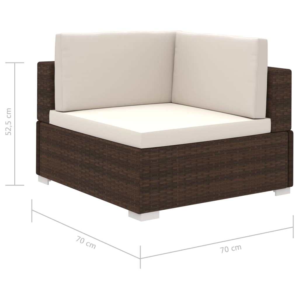 Set Divani da Giardino 8 pz con Cuscini in Polyrattan Marrone vidaXL - 8