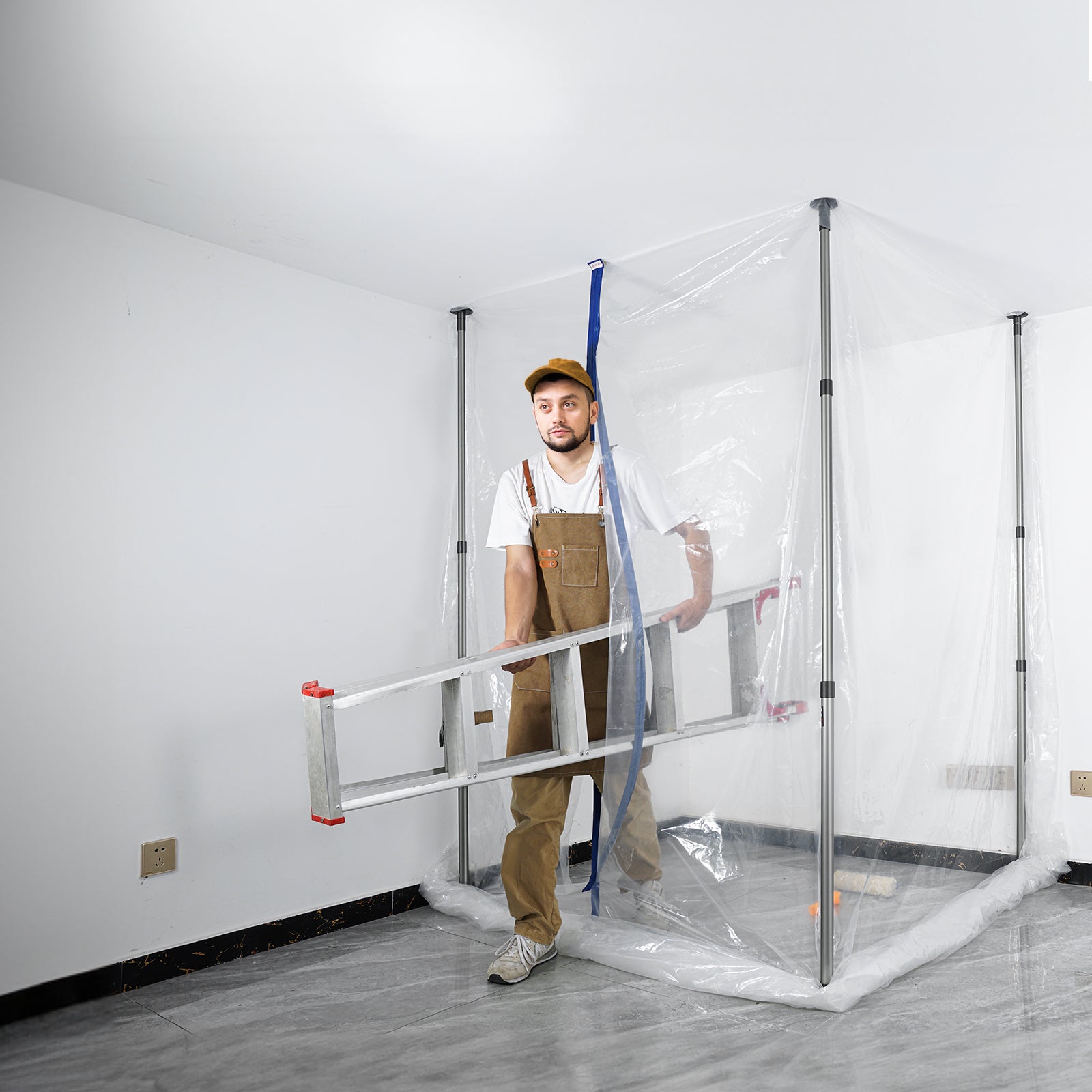 Kit Barrière Anti-Poussière VEVOR 10x4m avec Perches Télescopiques 0,9-3m Écran Anti-Poussière avec Fermeture Éclair Magnétique Sac pour Rénovation - 8