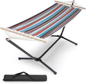 Hamac Double Portable Avec Moustiquaire - Sangles Ajustables, Sac De Transport - Parfait Camping, Jardin, Plage