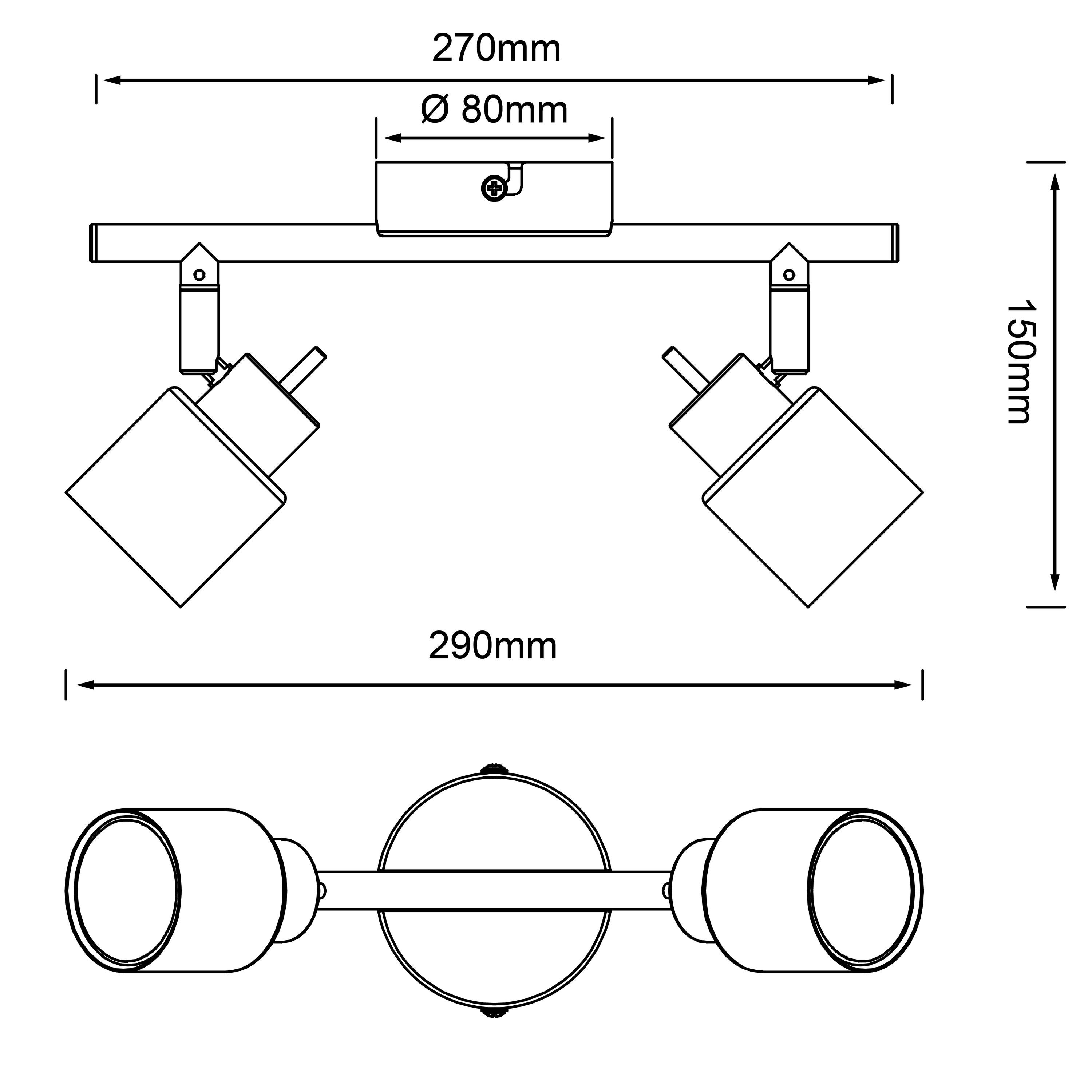 2-płomienny reflektor LED Brilliant Andres w kolorze czarnym matowym, metal, 2x QPAR51, GU10, 10 W, z reflektorami LED (strumień świetlny: 345 lm, bar - 2