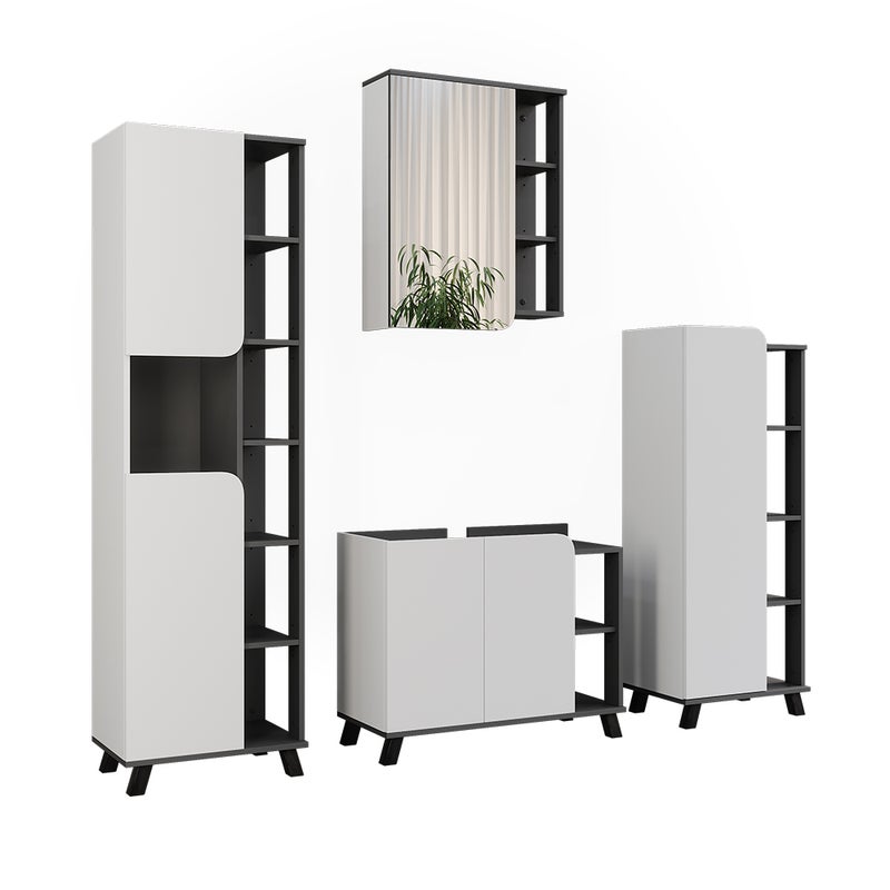 Vicco Zestaw mebli łazienkowych Karen, Antracyt/biały, 4 części