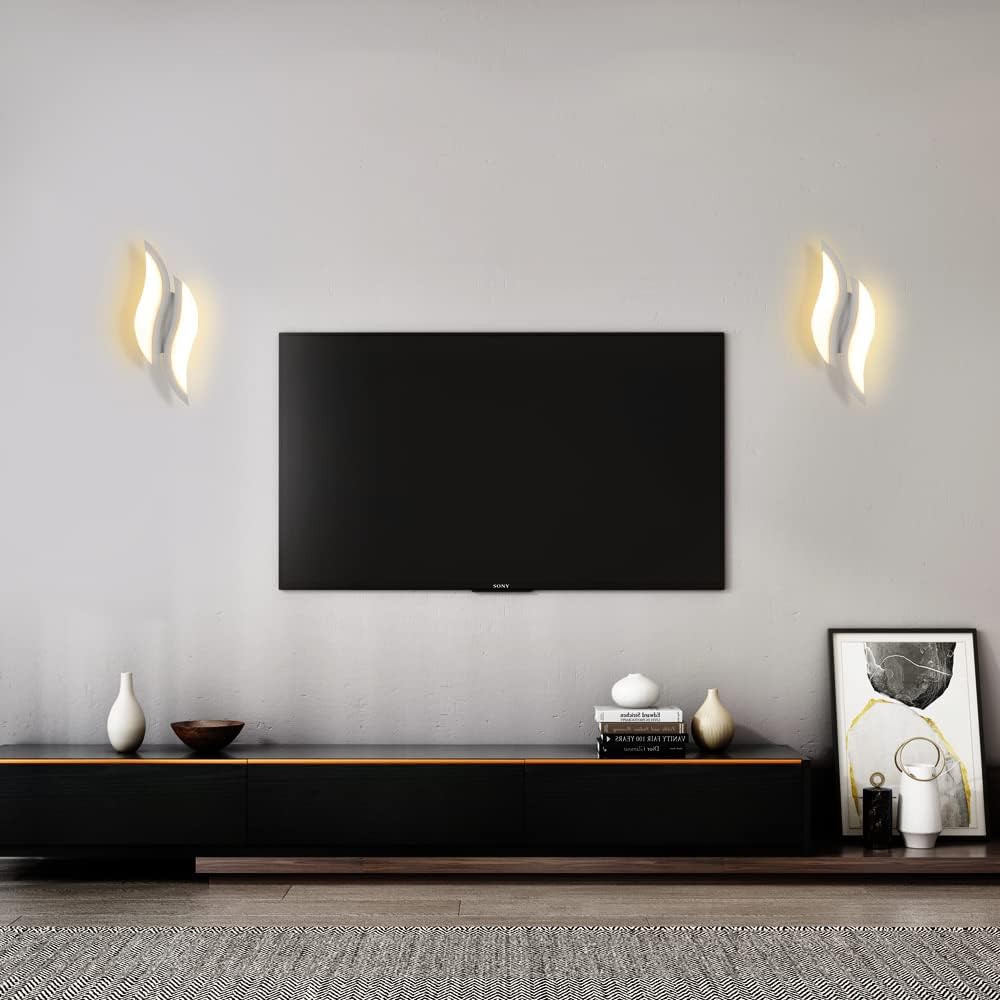 COMELY Lámpara de Pared para interiores,Diseño moderno de 12 W, luz LED Blanca cálida para Dormitorio y sala de estar, 3000 K, 30 x 11,5 x 4,5 cm. - 6