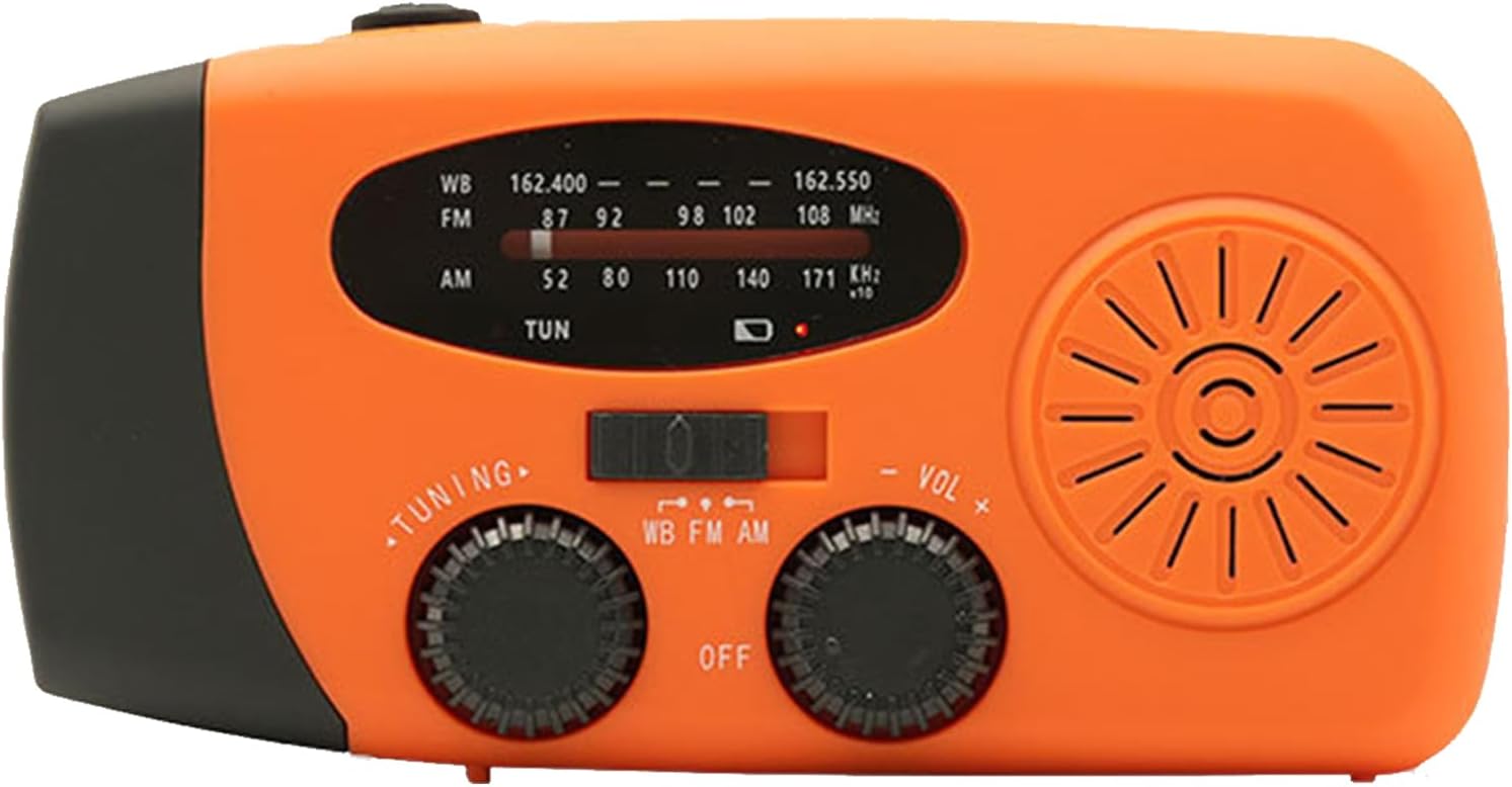 Radio pogodowe z korbką, radio pogodowe | Radio ładowalne – radio AM/FM na energię słoneczną, radio pogodowe, oświetlenie LED, do przetrwania w pomie