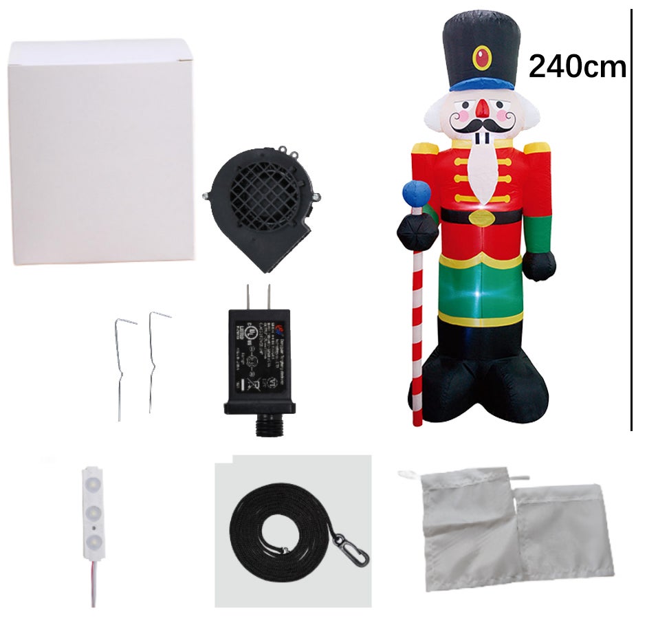 Décoration de Casse-Noisette Classique Gonflable de Noël de 240 cm, Décoration de Noël Lumineuse avec Ventilateur Intégré et Lumières LED - 4