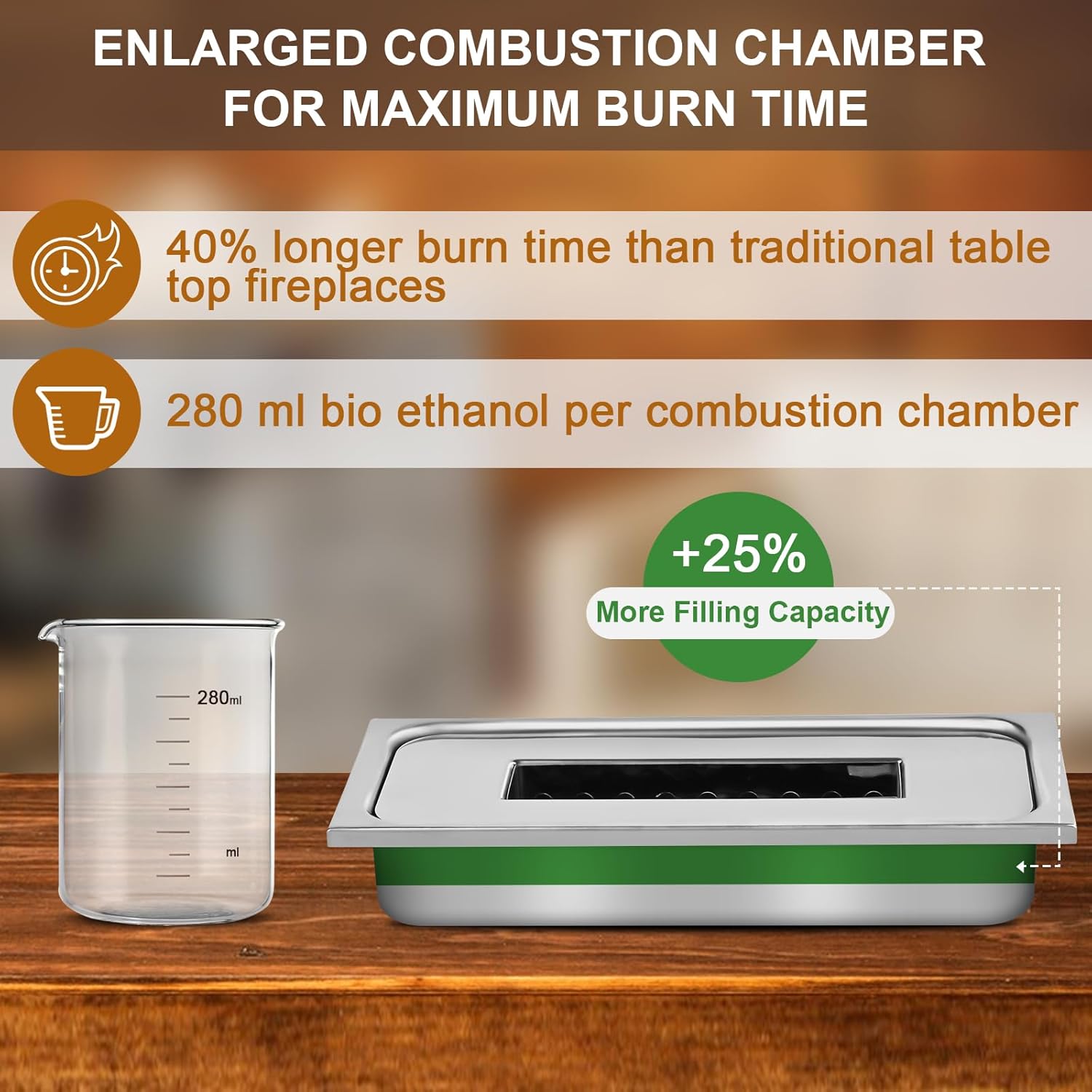 Chimenea de bioetanol, chimenea de mesa interior, fuego de mesa para uso interior y exterior, chimenea de bioetanol portátil - 3