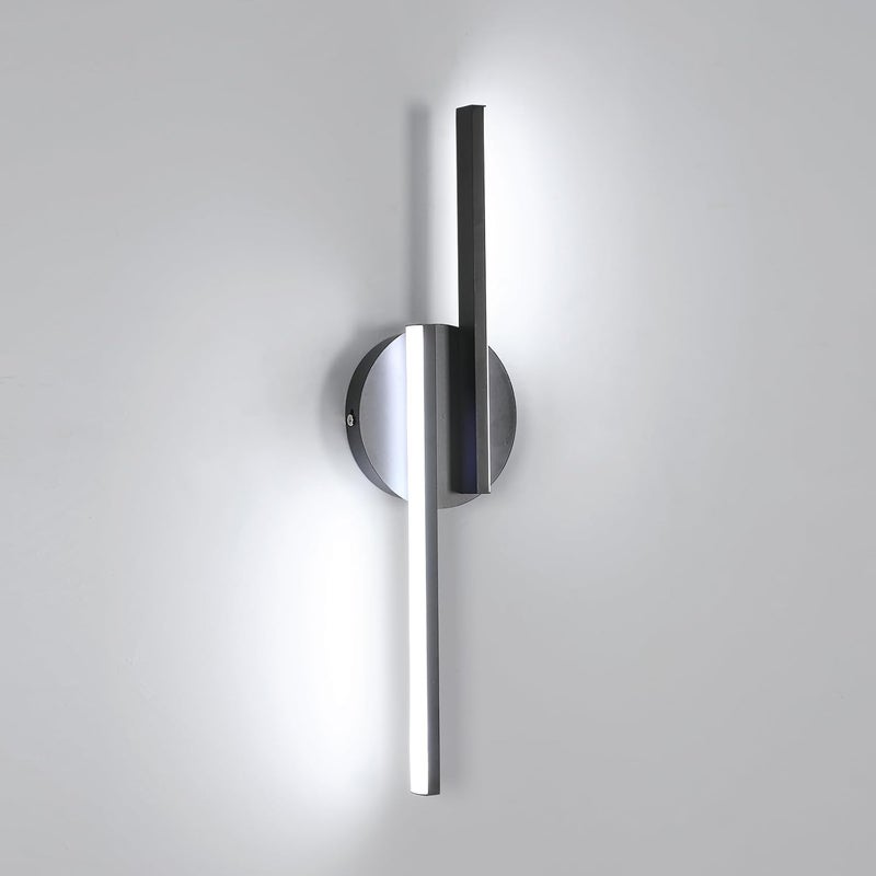 Lampka ścienna LED do wnętrz z aluminium, 16 W, światło białe 6000 K, czarna, 45 cm, idealna do salonu, przedsionka lub korytarza