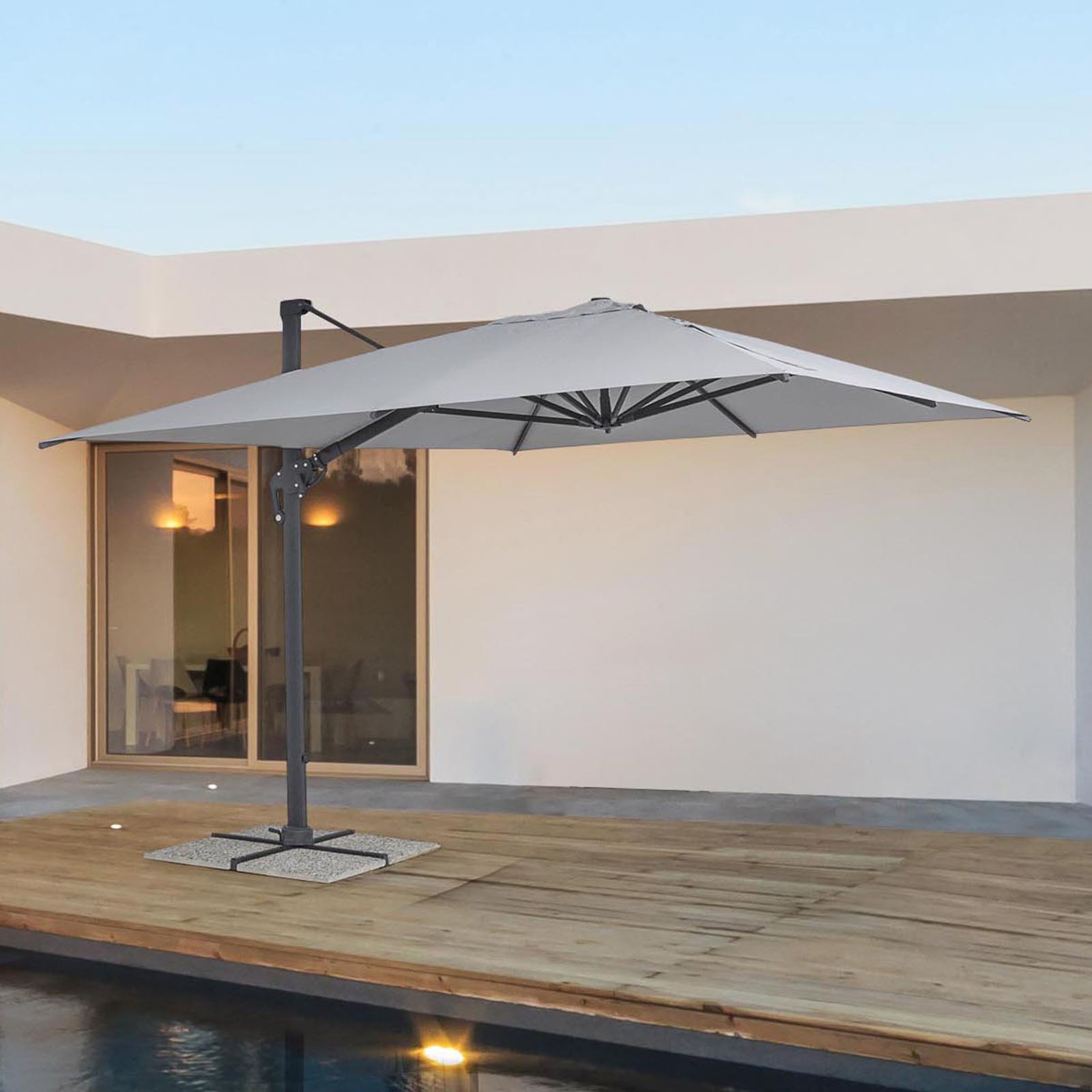 Parapluie à bras en aluminium gris clair Ines 4x4 cm - 4