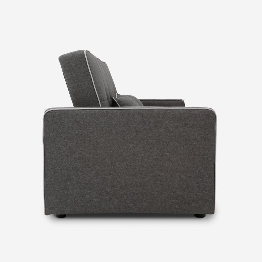 Divano letto 2 posti classico matrimoniale in tessuto con contenitore Zalto - Grigio Scuro - 5