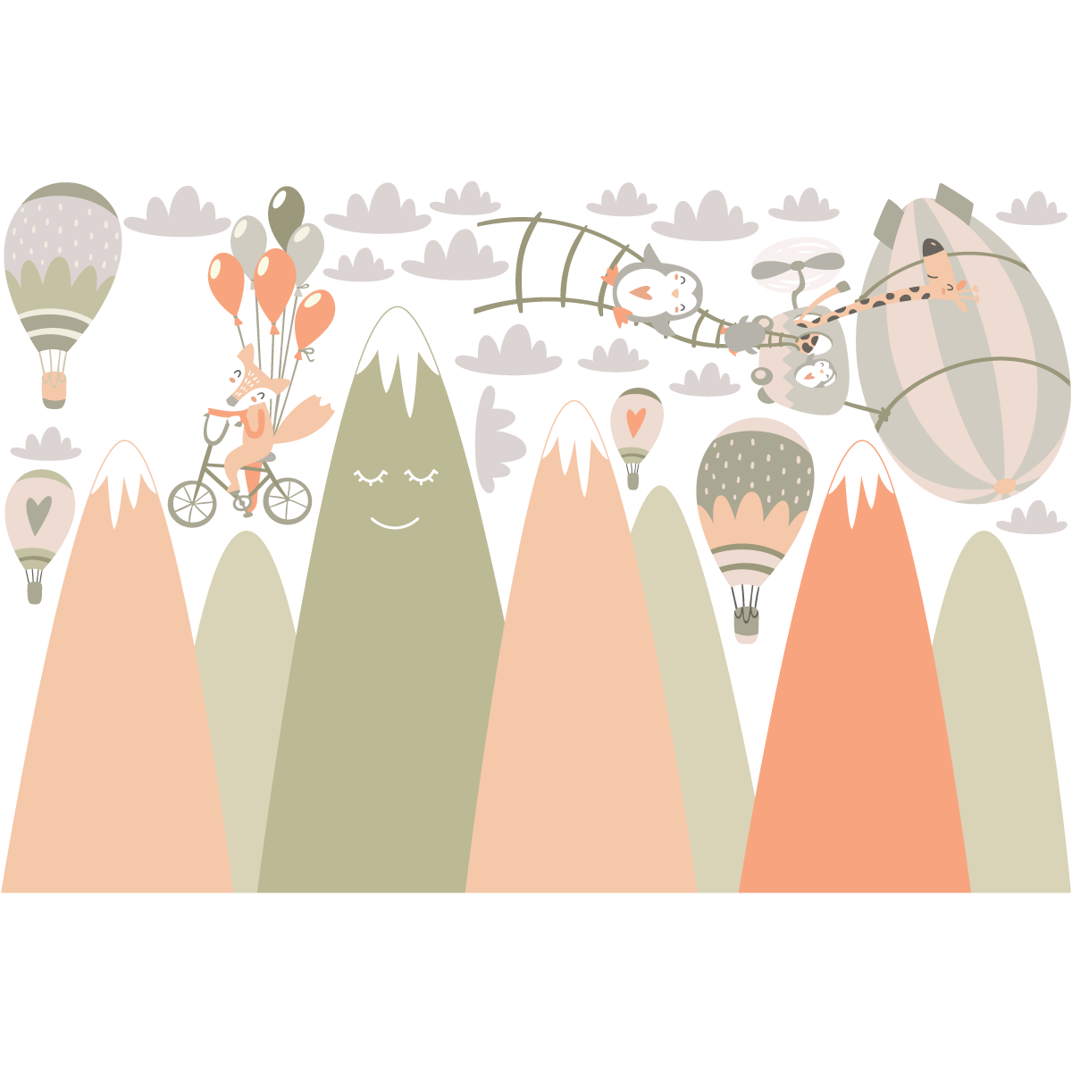 Adesivo bambino di montagna scandinavo flourishing animals - Sticker adesivo - adesivi murali - 120x180cm - 2