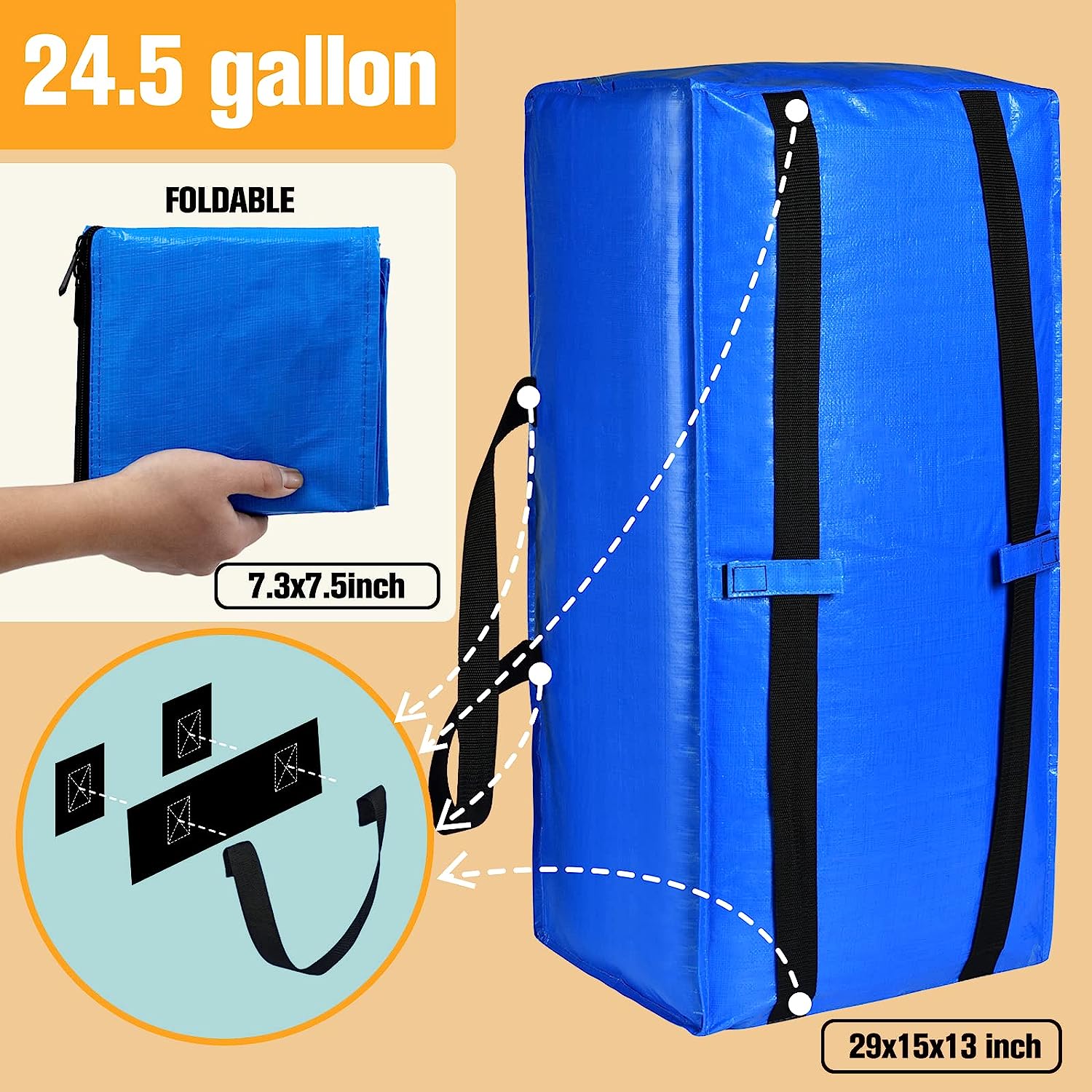 Scatole Cartone Scatole Trasloco 110L - Confezione 4 Pezzi, Impermeabili, Resistenti, Con Cerniera Sacchetti Impermeabili Traslochi - 9