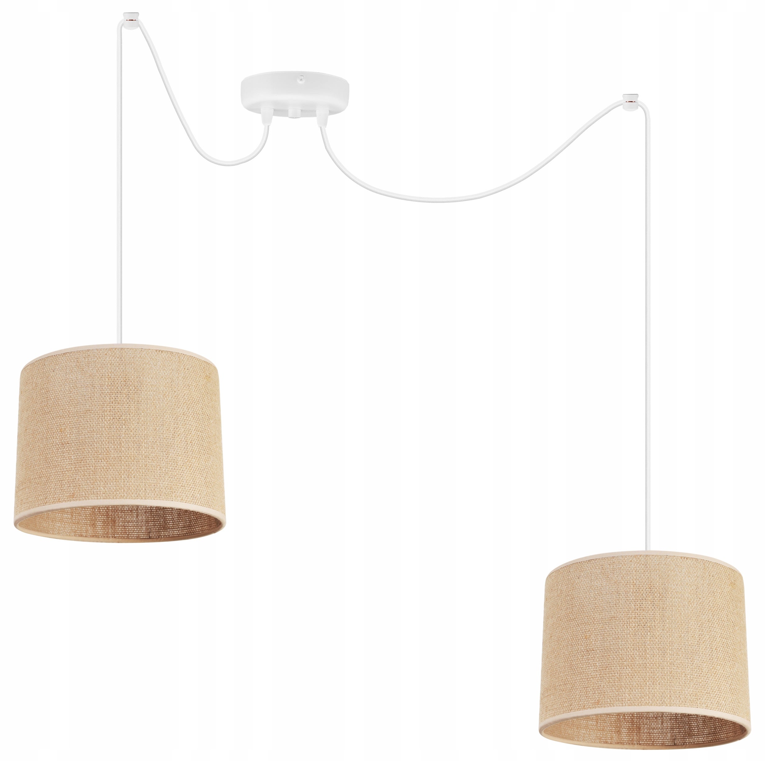 Suspension moderne Spider Juta, abat-jour cylindrique 2xE27 blanc/beige ...