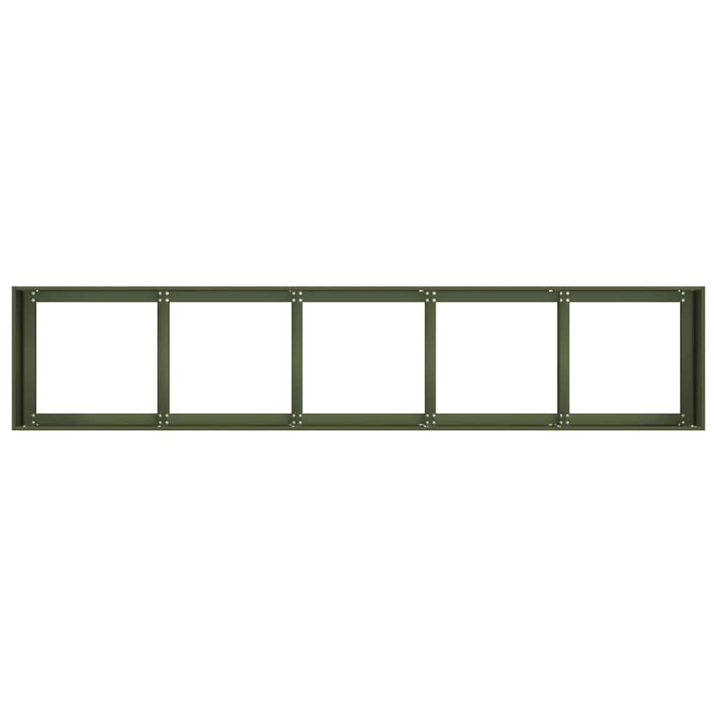 Jardinière，Pot de Fleurs vert olive 200x40x40 cm acier laminé à froid CFW301434 - 5
