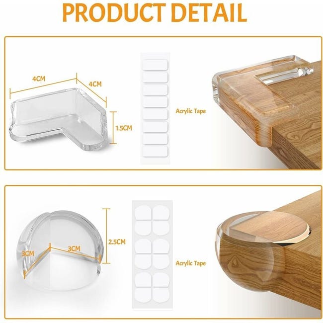 Protezioni Angoli Bambini 30 Pezzi - Silicone Autoadesivo Trasparente, Forme L E Settore, Per Mobili E Spigoli - Foto 8