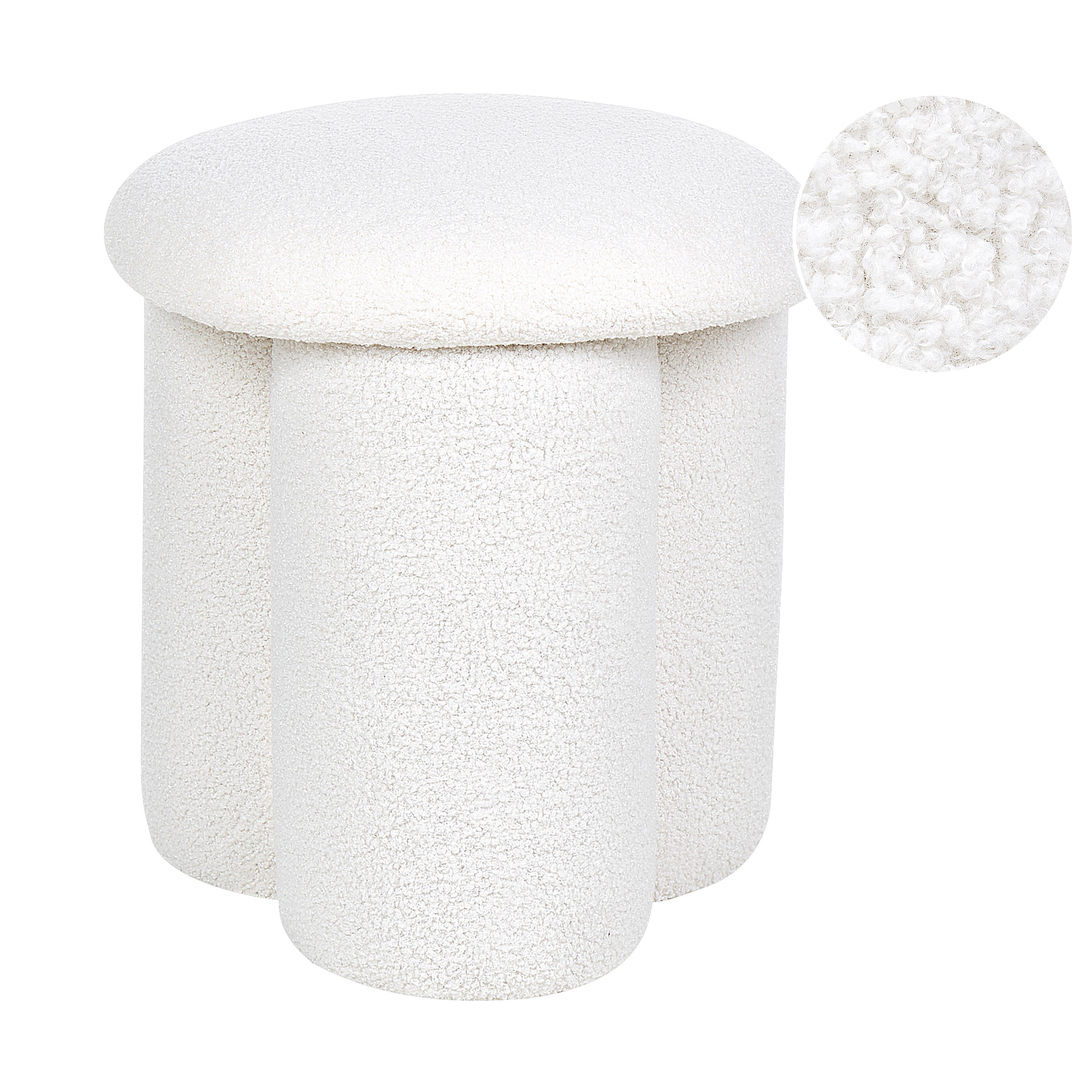 Beliani Puf Carrington Bouclé 40 Cm 40 Cm 45 Cm Blanco/Crema , Leroy Merlin