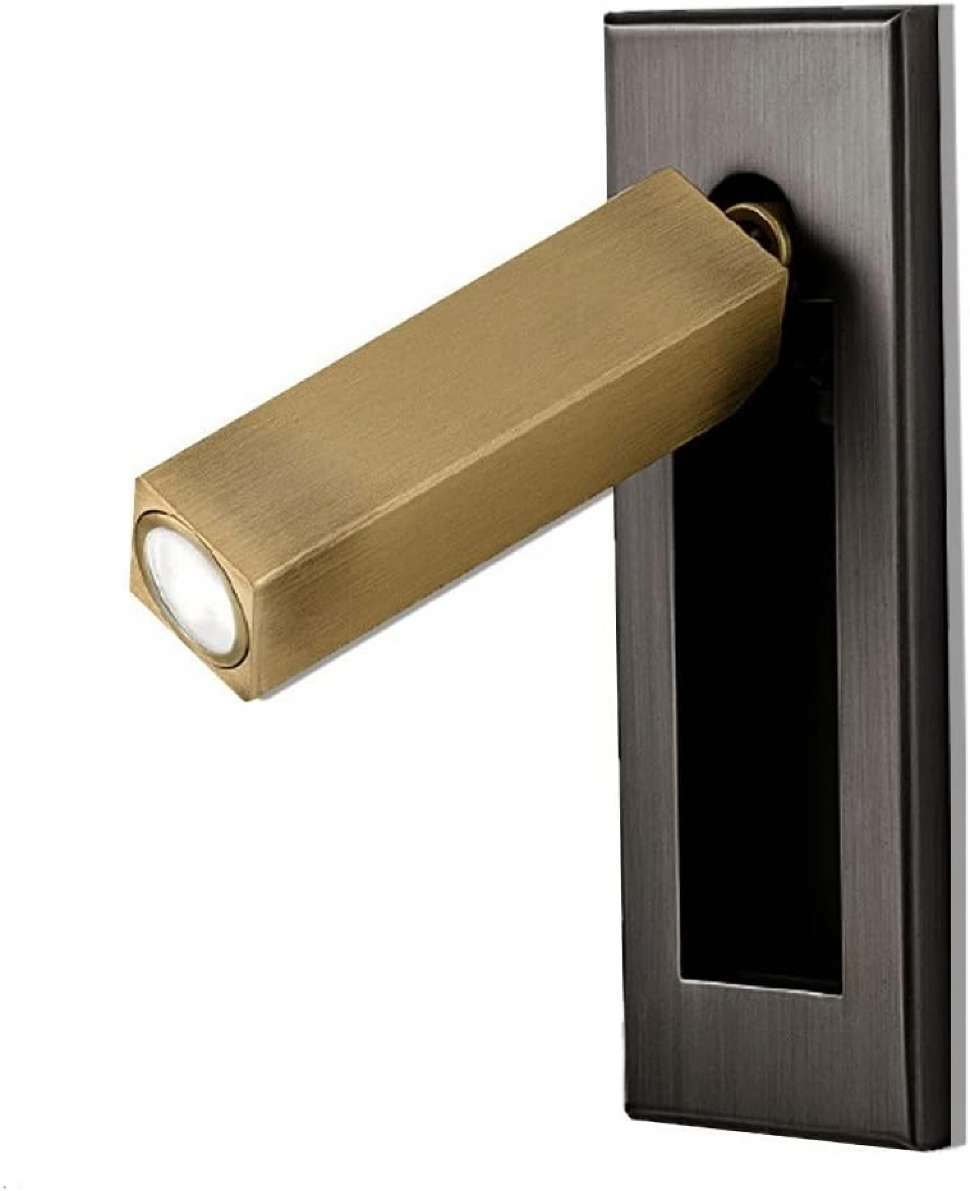 Nowoczesna lampa ścienna, lampa LED 3W, regulowany reflektor z obrotem 350°, ciepłe światło (złoto-czarny)