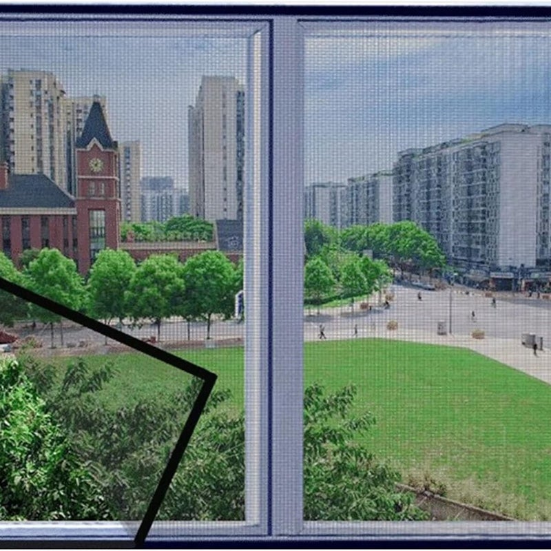 Moskitiera okienna, 100x120cm bez wiercenia, odpowiednia na balkony, okna wewnętrzne i zewnętrzne, czarna