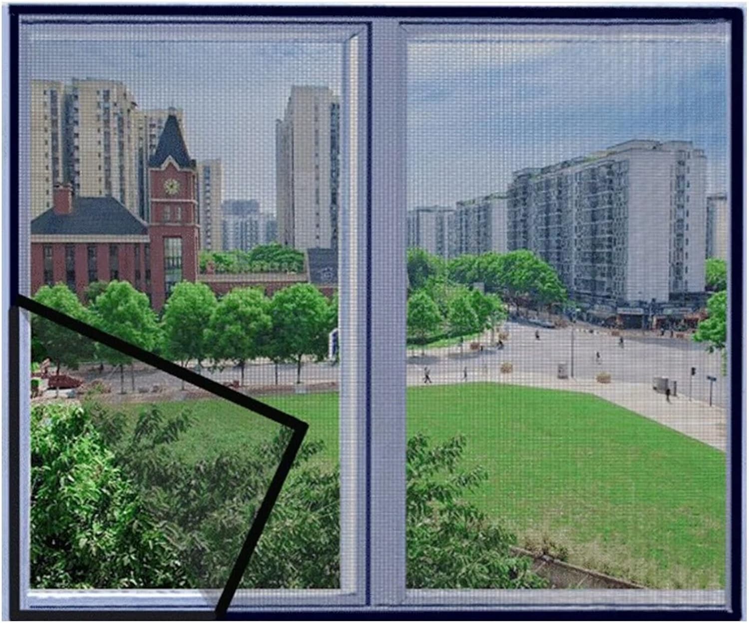 Moskitiera okienna, 80x120cm, bez wiercenia, odpowiednia na balkony, okna wewnętrzne i zewnętrzne, czarna