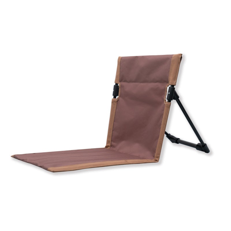 Krzesło składane, 39,5 x 38,5 x 41,5 cm, wykonane z brązowej rury stalowej z oparciem, idealne na piknik na plaży lub trawniku, 1 sztuka