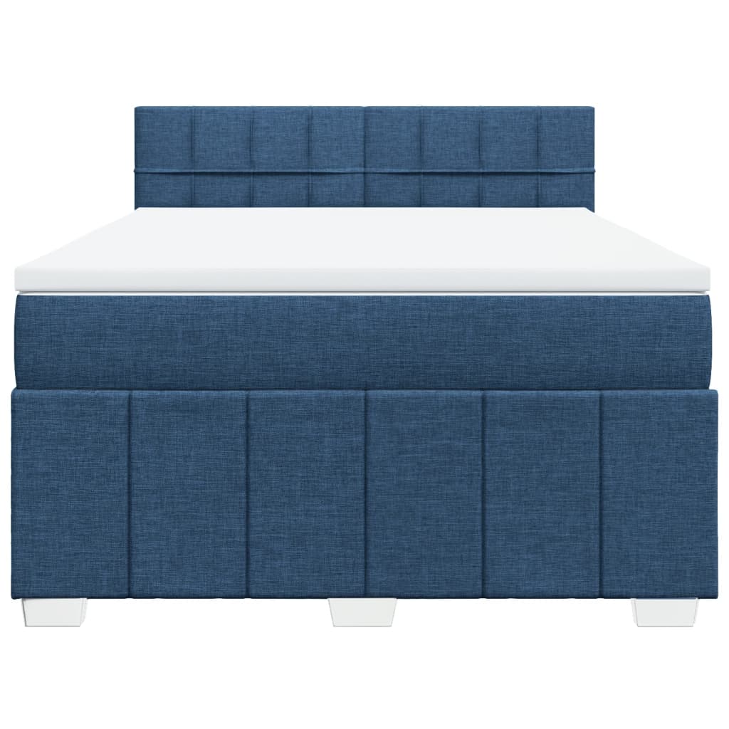 Sommier à lattes de lit avec matelas Bleu 160x200 cm Tissu — COMFORTXL - 6